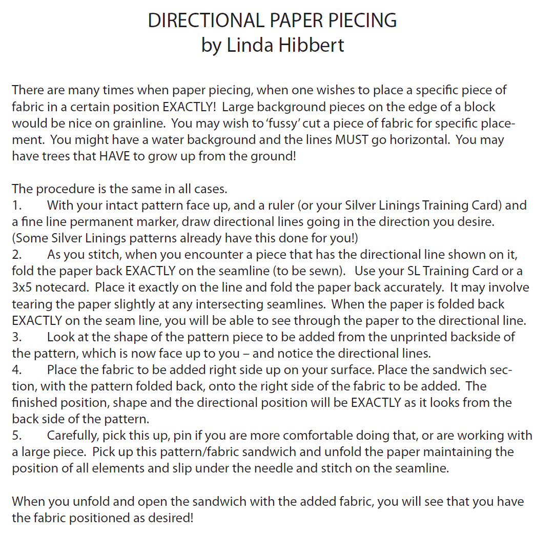 Directional Paper Piecing Guide