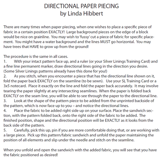 Directional Paper Piecing Guide