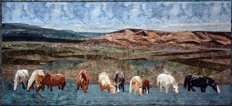 Watering Hole Lansdscape with Horses